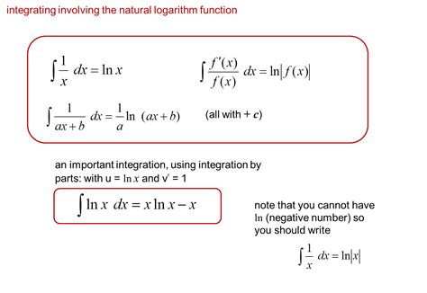 core pure 3 notes: integrals involving the natural logarithm function