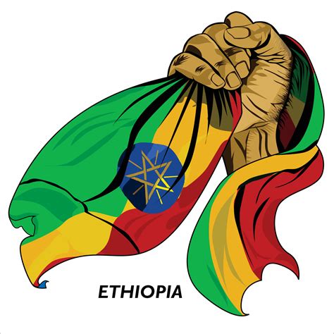 Fisted hand holding Ethiopian flag. Vector illustration of lifted Hand ...