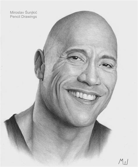 The Rock - Dwayne Johnson pencil portrait by Miroslav Sunjkic the Pencil Maestro #rock #actor # ...