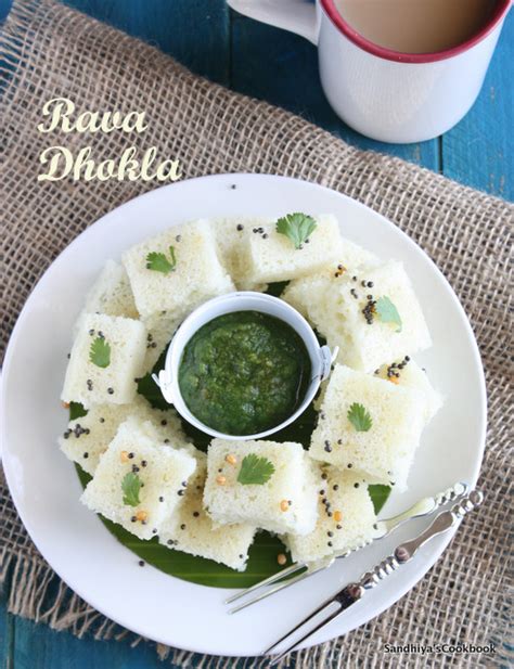 Sandhiya's Cookbook: Rava Dhokla | White Dhokla | Rava Steamed Cake