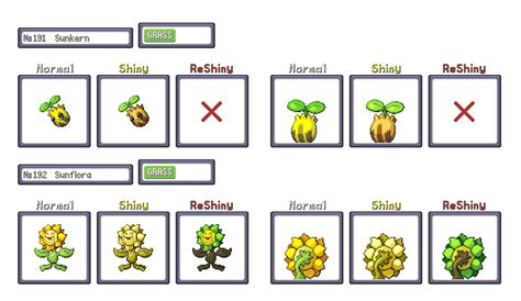 Shiny ReColour: Sunkern line (gen 3) by ShinyDexProject on DeviantArt