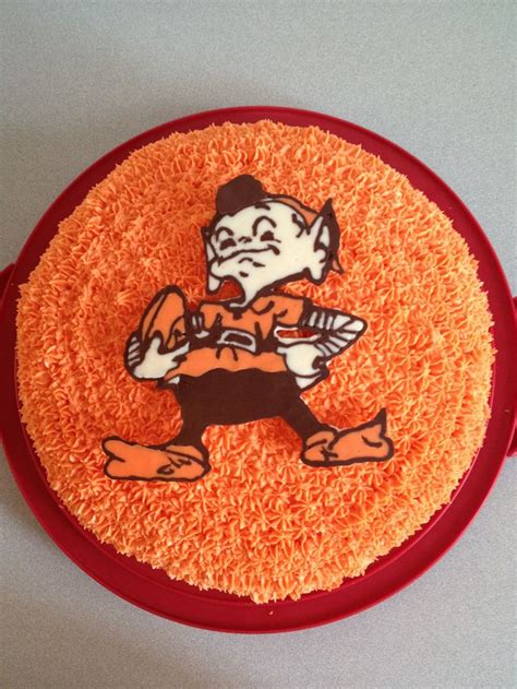 A Cleveland Browns cake made for a fantasy football draft. The brownie ...