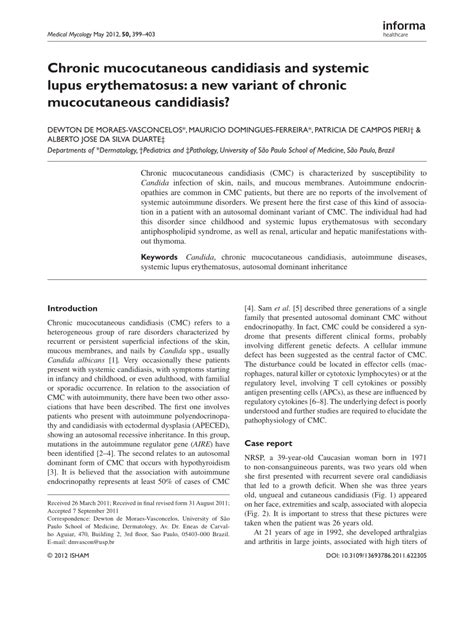 (PDF) Chronic mucocutaneous candidiasis and systemic lupus ...