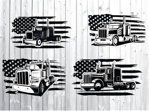 Free 283 American Flag Semi Truck Svg SVG PNG EPS DXF File