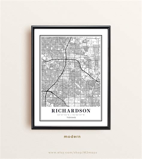 Richardson Texas map Richardson TX map Richardson city map | Etsy