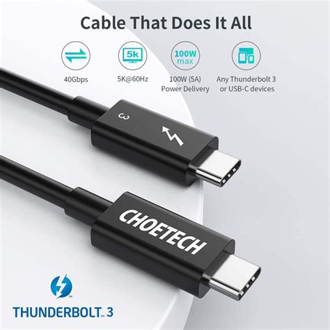 Get a Thunderbolt 3 Cable with 40Gbps Transfer Speeds and 100W Charging ...