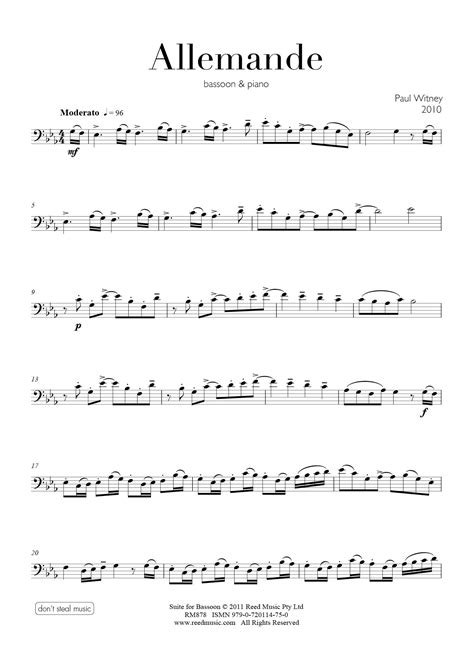 Suite for Bassoon (5 pieces) | Reed Music