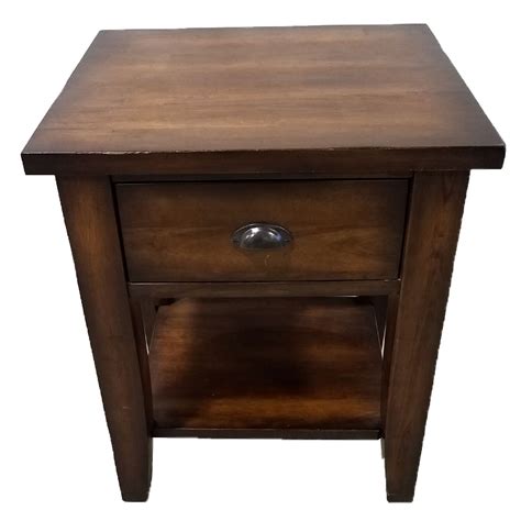 Solid Dark Wood Side Table w/Drawer and Shelf