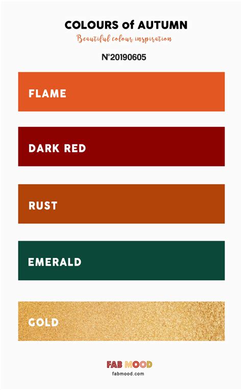 Flame + Dark Red + Rust + Emerald and Gold Autumn colour Palette