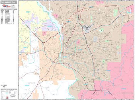 Columbus Georgia Wall Map (Premium Style) by MarketMAPS