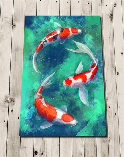 Koi Fish Print Koi Carp Art Painting Japanese Zen Artwork Vibrant ...