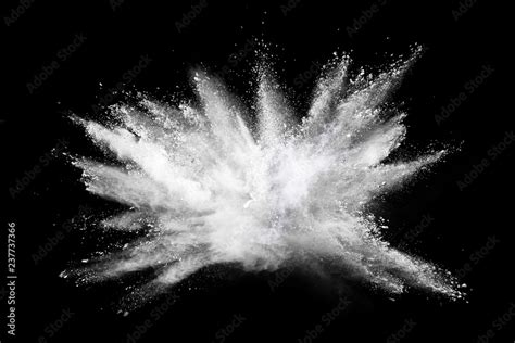 White powder explosion on black background. Stock Photo | Adobe Stock