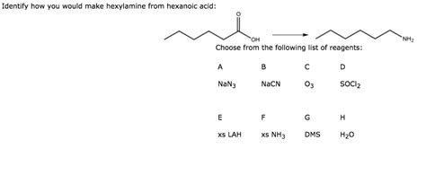 Solved Identify how you would make hexylamine from hexanoic | Chegg.com