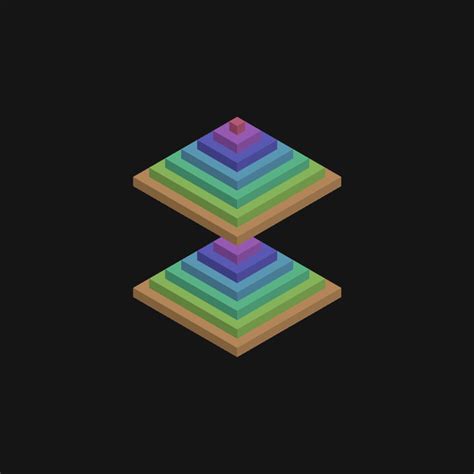 two stacks of colorful squares sitting on top of each other in the middle of a black background