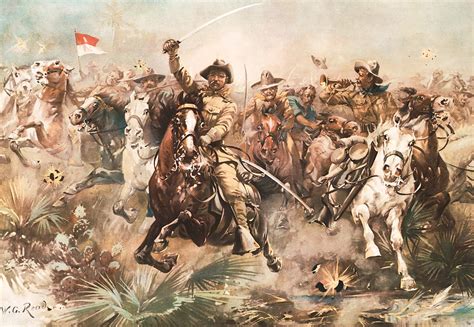 Teddy Roosevelt and The Rough Riders Charging Into Battle Painting by War Is Hell Store - Fine ...