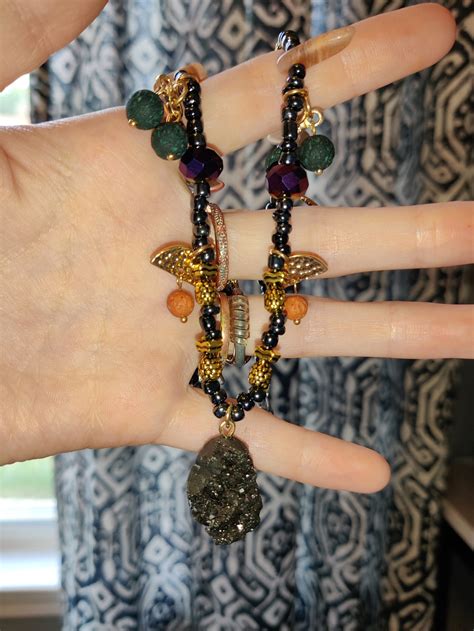 Lava rock Multicolored necklace Lava rock charms Hand | Etsy