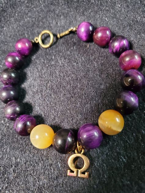 Purple and Gold Tiger-eye Bracelet | Etsy