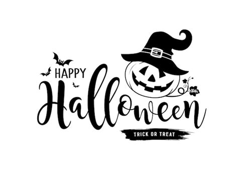 Premium Vector | Happy halloween message vector pumpkin and hat with ...