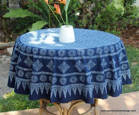 Hmong Indigo Batik Round Table Cloth Blue Naturally Dyed | Etsy | 90 inch round tablecloth ...