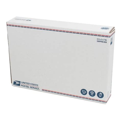 United States Post Office Fold Over Flap Shipping Box, 12-1/4" x 3" x 17-5/8", White ...