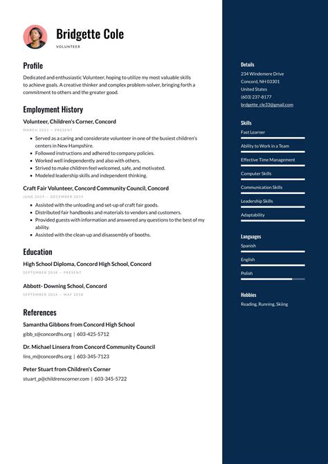 Volunteer Resume Examples & Templates (2025) · Resume.io