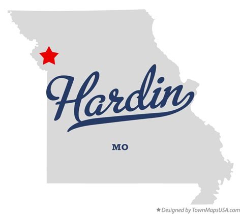 Map of Hardin, Clinton County, MO, Missouri