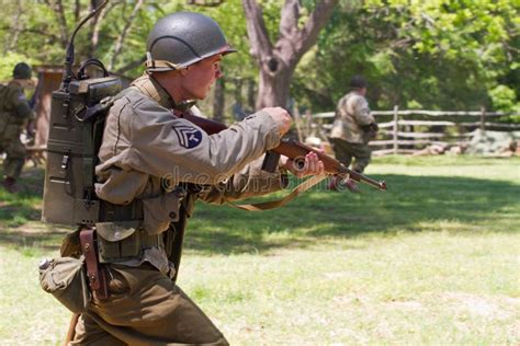 WWII Battle Reenactment editorial stock photo. Image of huntersville - 40552388