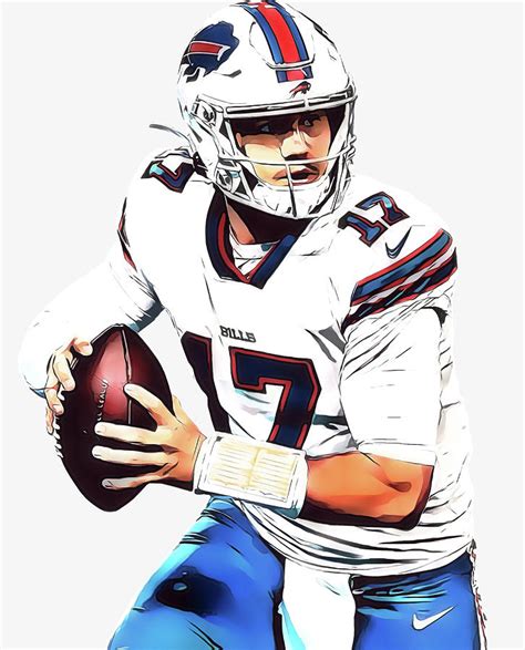 Josh Allen Buffalo Bills Watercolor Strokes Pixel Art 253 Mixed Media by Joe Hamilton