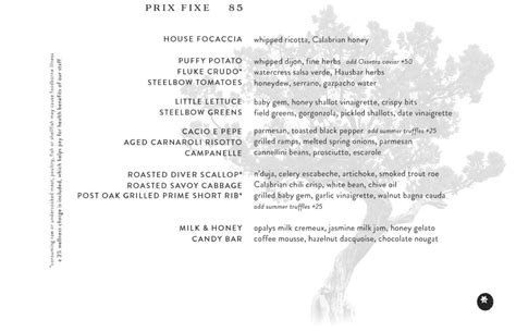 Prix Fixe Menu - Juniper Italian Cuisine