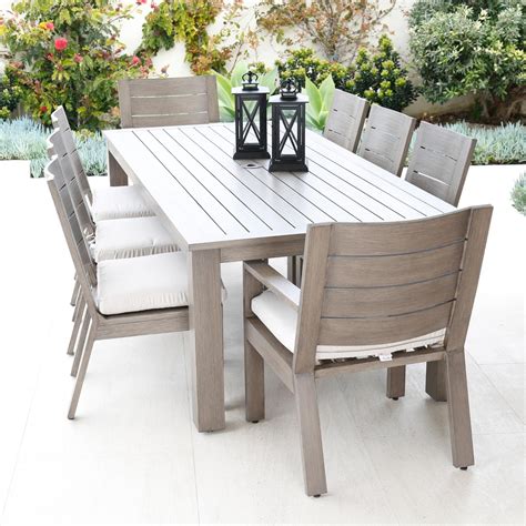 Laguna 9 Piece Aluminum Patio Dining Set W/ 90 X 42 Inch Rectangular ...