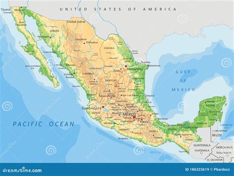 High Detailed Mexico Physical Map With Labeling. Cartoon Vector | CartoonDealer.com #186323619