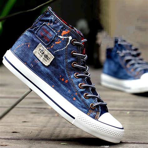 Men's Denim Shoes 2017 Breathable High Canvas Shoes Men Shoes Casual ...