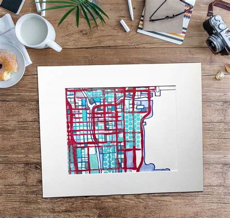 Abstract Map of Chicago Loop - Horizontal Drawing. Modern City Art | Urban Art Drawing by ...