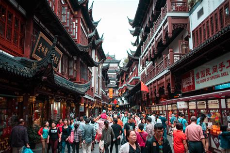 Yuyuan Old Street in Shanghai mit den leckeren Dumplings