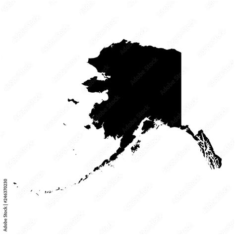 Alaska, state of USA - solid black silhouette map of country area ...