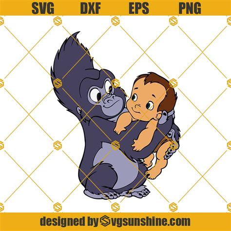 Tarzan SVG, Kala SVG, Tarzan Cartoon SVG, Baby Tarzan SVG, Tarzan cut file, Baby Gorilla Tarzan ...