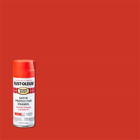 Rust-Oleum Stops Rust 12 oz. Protective Enamel Satin Fire Red Spray Paint (6-Pack) 347023 - The ...