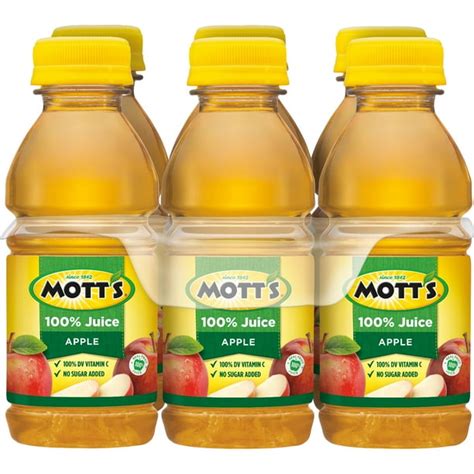 Mott's 100% Original Apple Juice, 8 fl oz bottles, 6 pack - Walmart.com - Walmart.com