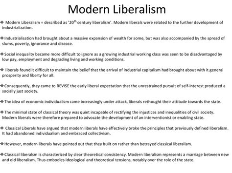 Modern Liberalism - Presentation in A Level and IB Government & Politics