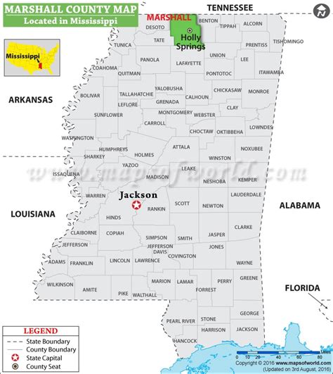 Marshall County Map, Mississippi