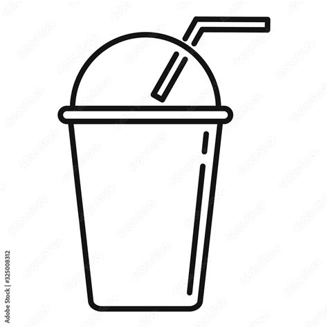 Smoothie plastic cup icon. Outline smoothie plastic cup vector icon for web design isolated on ...