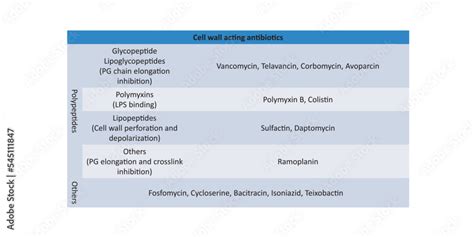 Table showing classification of Penicillin antibiotic by generations and chemical structure with ...