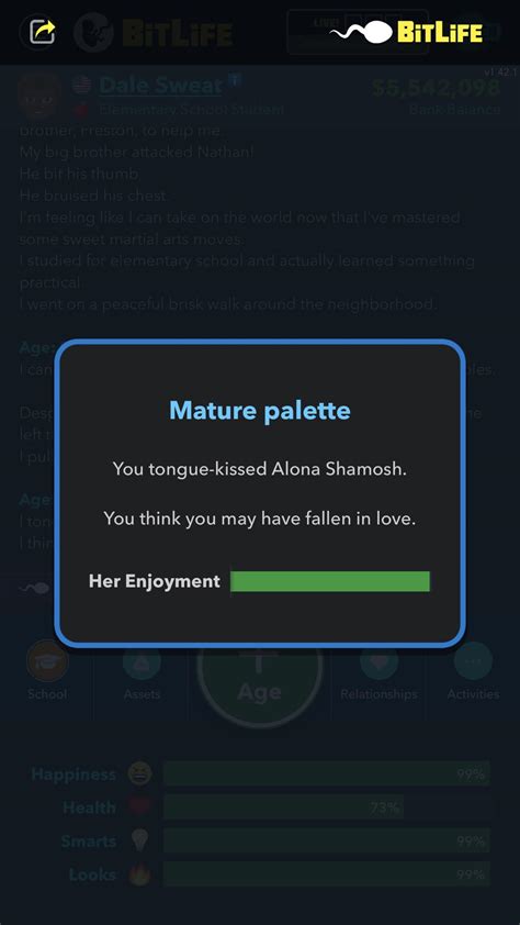 The best reaction after a first kiss : r/BitLifeApp