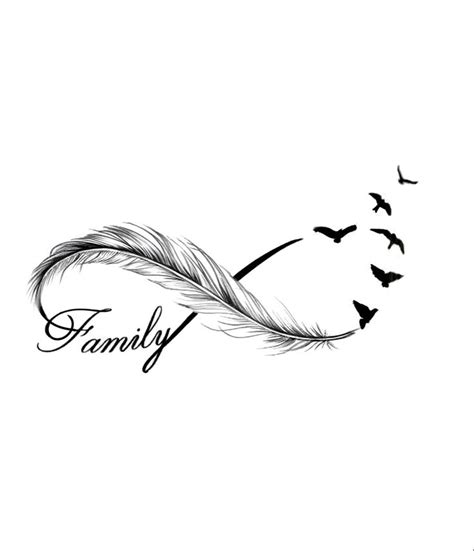 a black and white drawing of a feather with the word family written in ...