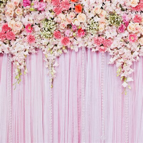 Pink Flower Backdrop wedding floral romantic scene