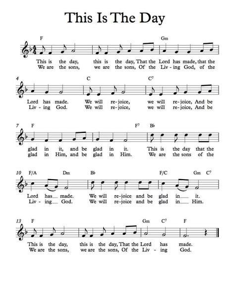 Free Lead Sheet – This Is The Day | Christian song lyrics, Gospel song lyrics, Bible songs