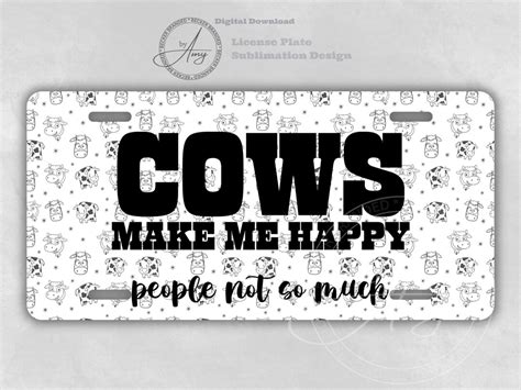 Funny Cow License Plate Sublimation Design, Instant Digital Download ...