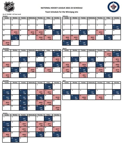 Winnipeg Jets 2022-23 schedule released | Illegal Curve Hockey