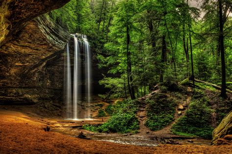 usa, Waterfalls, Crag, Ash, Cave, Ohio, Hocking, Hills, State, Park ...