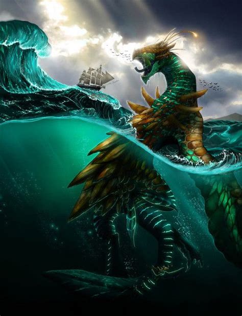 /o/-\o\ Leviathan - Turtle Themed Sea Dragon by Elena Marian... | Mythical sea creatures ...